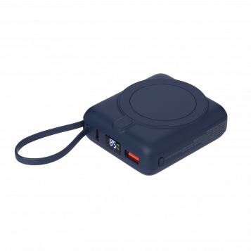 Внешний аккумулятор с подсветкой Риттер PD (Ritter PD) 10000mAh с функцией беспроводной зарядки 15W, синий