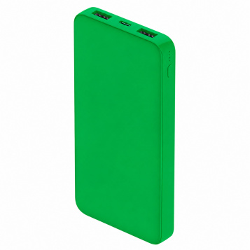 Внешний аккумулятор Polus, 10000 Mah, софт-тач покрытие, зеленый