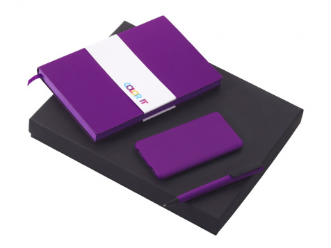 Подарочный набор «COLOR IT» c блокнотом, ручкой и повербанком, 5000 mAh