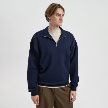 Толстовка на молнии унисекс Флоу (Flow), темно-синяя, размер 3XL/4XL