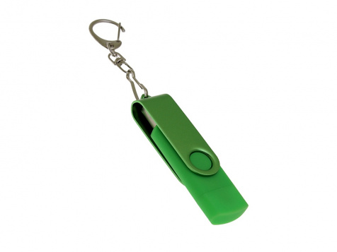 USB 2.0- флешка на 128 Гб с поворотным механизмом и дополнительным разъемом Type-C