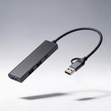USB-хаб «Command» с коннектором 2-в-1 USB-C и USB-A, 2.0/3.0