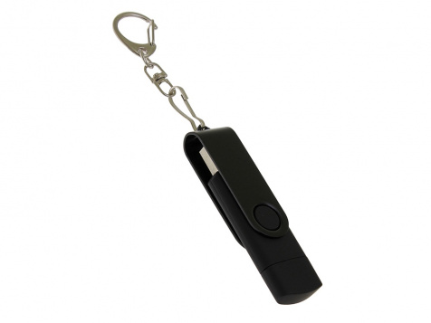 USB 2.0- флешка на 128 Гб с поворотным механизмом и дополнительным разъемом Type-C